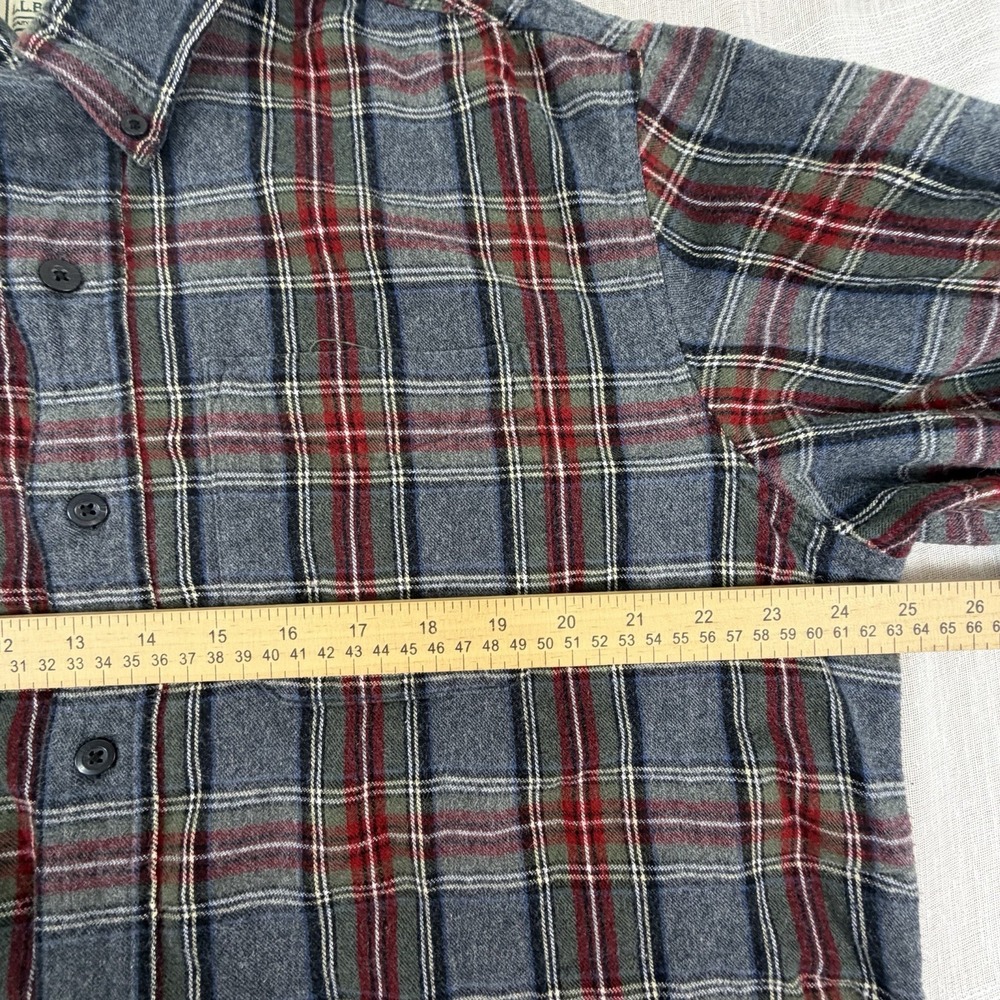 LL Bean Traditional Fit Flannel Men's Shirt Sz Large Gray Red Plaid L  #228061 - Picture 4 of 7